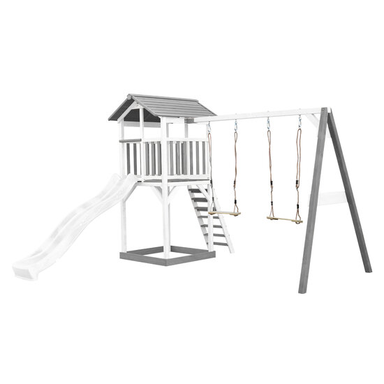 AXI Beach Tower Speeltoren met Dubbele Schommel Grijs/wit - Witte Glijbaan