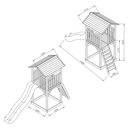 AXI Beach Tower Speeltoren Bruin/wit - Witte Glijbaan