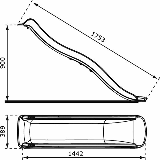 Glijbaan 175 cm met wateraansluiting voor speeltoren 90 cm - groen