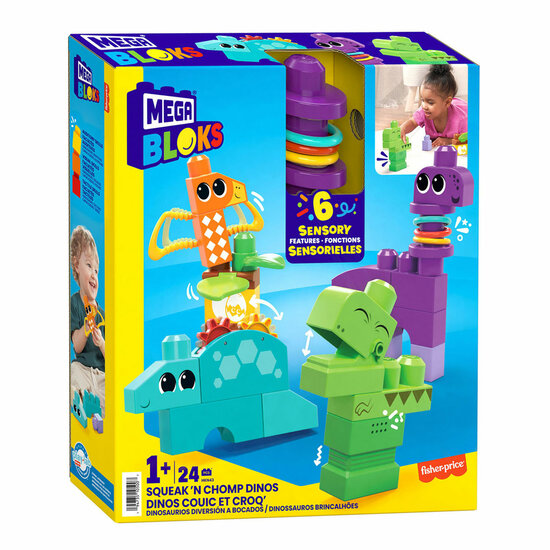 Mega Bloks Squeak N Chomps Dino&#039;s Bouwset, 24dlg.