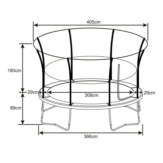 Denver Trampoline 12ft - Onground - Zwart