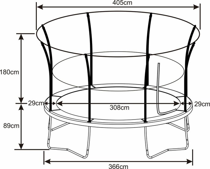 Denver Trampoline met veiligheidsnet en ladder &Oslash; 366 cm - Onground - Zwart