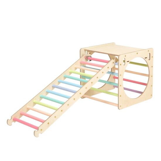 Houten Activiteiten Kubus met Ladder Pastel