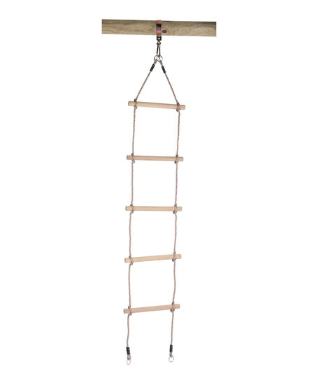 Touwladder 5 x hout + PP&Oslash;10mm lang ondereind + 4 ringen