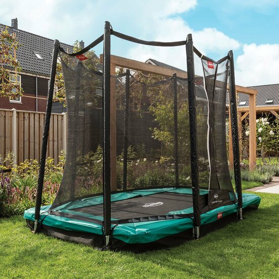 BERG trampoline Ultim Rechthoek Favorit InGround 410X250 Zwart + Safety Net Comfort