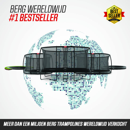 BERG trampoline Grand Ovaal Champion Regular 520X350 Grijs + Safety Net DLX XL