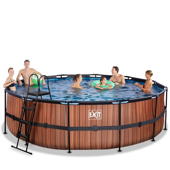 Zwembad Exit Frame Pool Afmeting 488X122Cm (12V Zandfilter) Timber Style