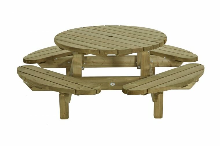 Houten Picknicktafel rond, 210cm