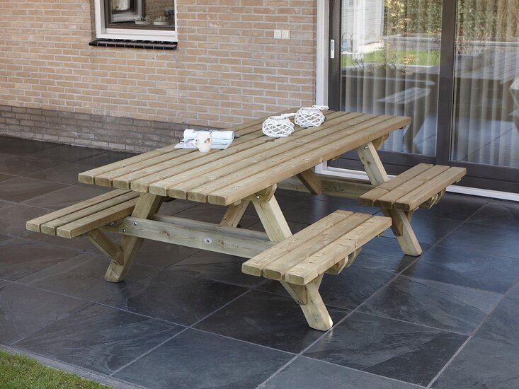 Houten Picknicktafel open instap, 230x160cm