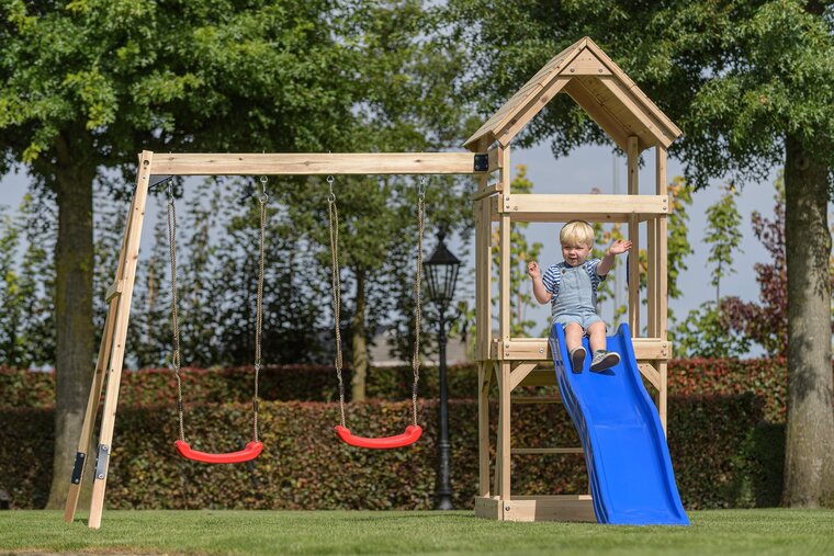 Houten Speeltoestel Noa met antraciet glijbaan