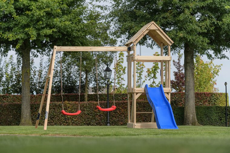 Houten Speeltoestel Noa met groene glijbaan