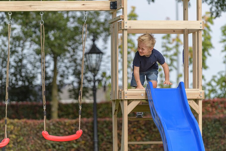 Houten Speeltoestel Noa met groene glijbaan