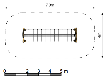 Robinia touwbrug voor openbaar gebruik 500cm