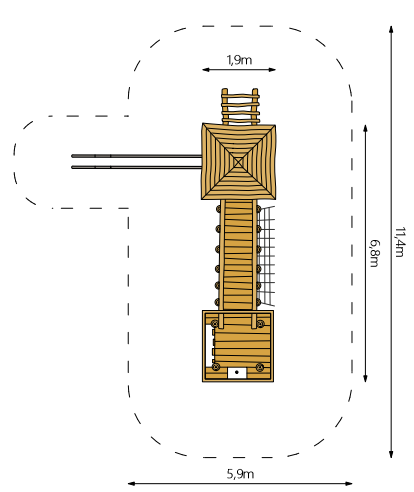 Robinia speelkasteel voor openbaar gebruik 590cm x 775cm