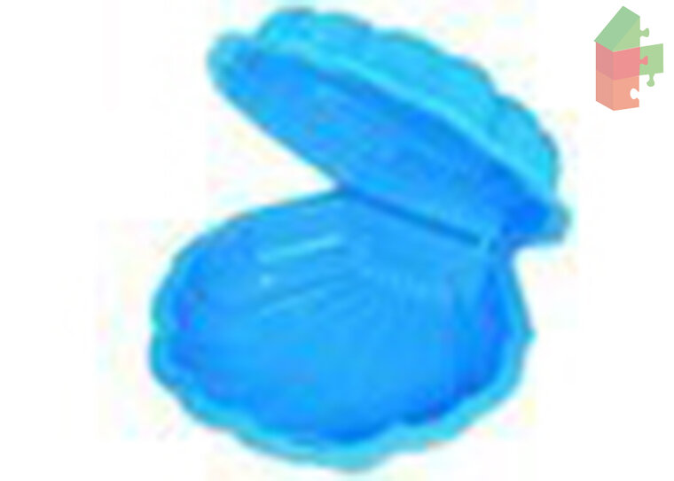 Zandbak schelp en plastic schep 50 cm lang geel