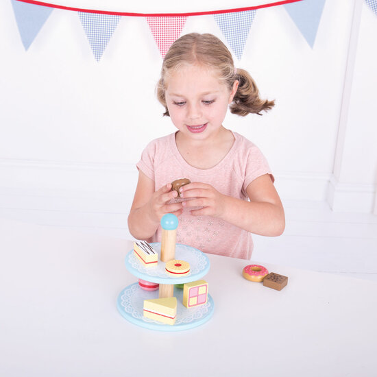 Bigjigs Houten Etagere met Taartjes
