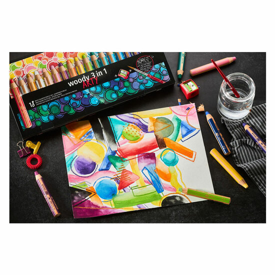 STABILO Woody ARTY Kleurpotloden 18 Kleuren + Puntenslijper
