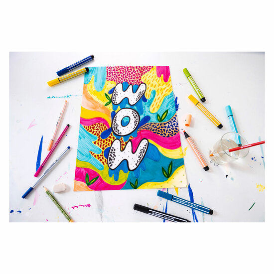 STABILO Pen 68 MAX ARTY - Viltstift Met Dikke Beitelpuntetui, 12 Kleuren