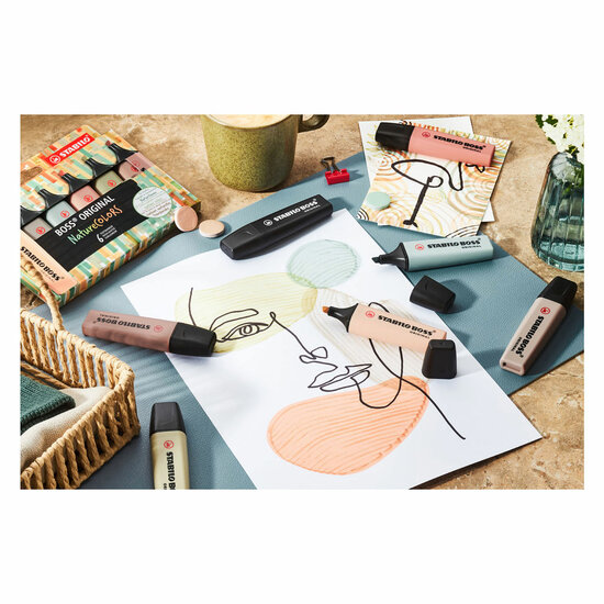 STABILO BOSS ORIGINAL - Markeerstift - Set 4 Stuks - NatureColors