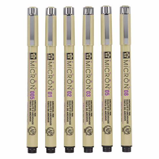 Sakura Pigma Micron Etui 6 Fineliners Zwart