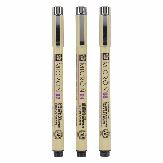 Sakura Pigma Micron Etui 3 Fineliners Zwart 02-04-08