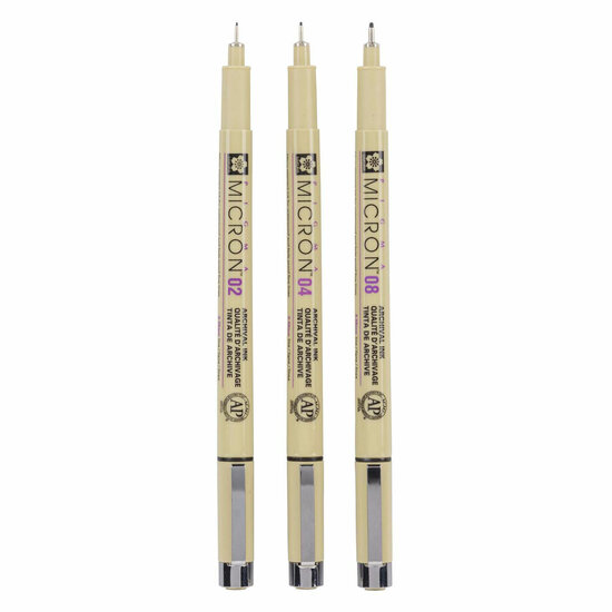 Sakura Pigma Micron Etui 3 Fineliners Zwart 02-04-08