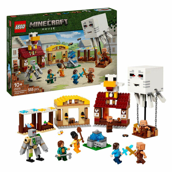 LEGO Minecraft 21273 De Ghast-ballon Aanval op het Dorp