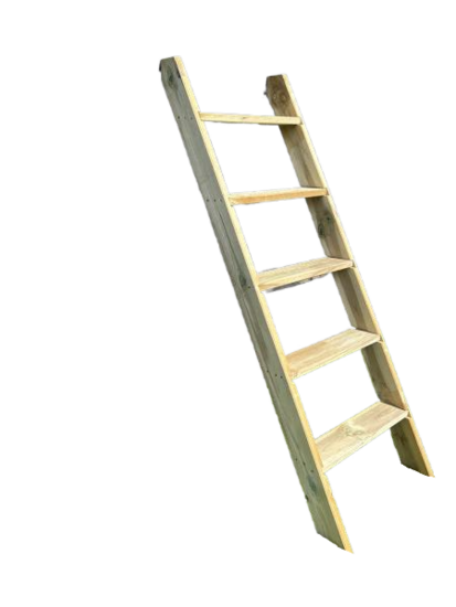 Houten speelhuistrap 175 cm hoog met 5 treden, 55,5 cm breed