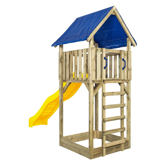 Houten Speeltoren Lisa met glijbaan - Geel