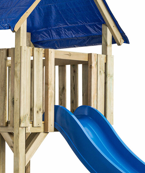Houten Speeltoren Lisa met glijbaan - Blauw