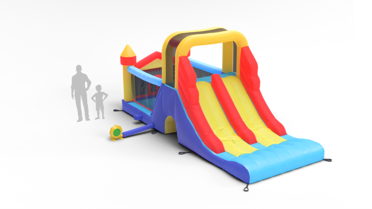 Springkussen Double Mega Slide Blauw/Geel (SK09) | Avyna