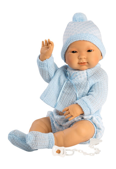 Babypop jongen 45 cm vinyl met kleding en speen - Llorens Tao