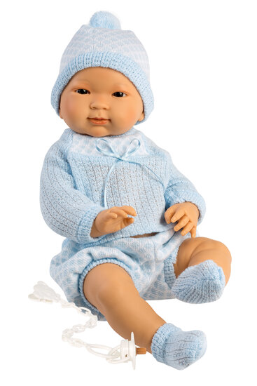 Babypop jongen 45 cm vinyl met kleding en speen - Llorens Tao