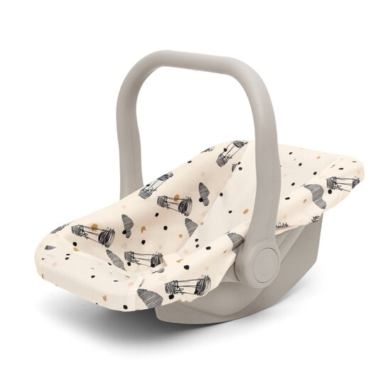 Poppenautozitje beige met luchtballonnen print (35-45cm poppen)