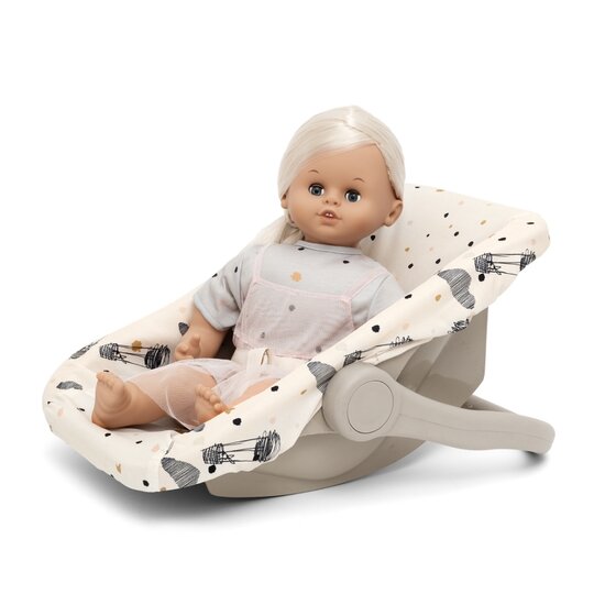Poppenautozitje beige met luchtballonnen print (35-45cm poppen)