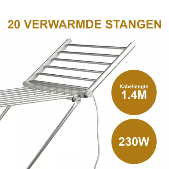 Elektrisch Verwarmd Droogrek + 24 Houten Wasknijpers &acirc;&euro;&ldquo; Complete Set
