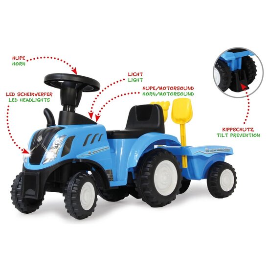 Looptractor New Holland T7 met aanhanger blauw 2-in-1