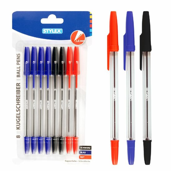 Stylex Balpennen 1mm 8st 3kl.