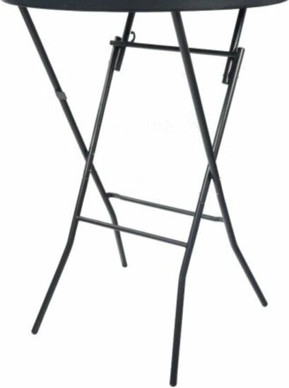 Set van 6 zwarte statafels (&Oslash;80 cm, 110 cm hoog) inclusief zwarte rokken