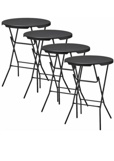 Set van 4 zwarte statafels (&Oslash;80 cm, 110 cm hoog) inclusief zwarte rokken