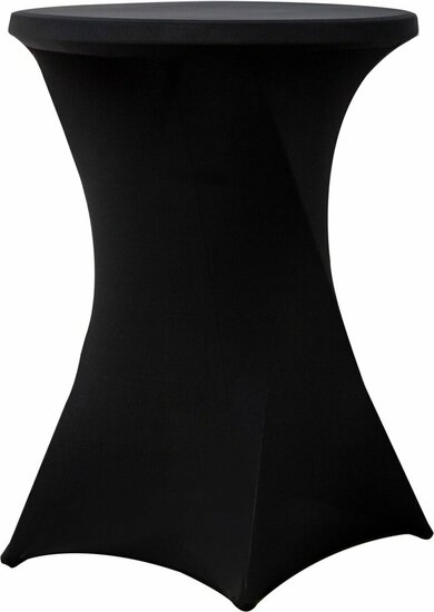 Set van 4 zwarte statafels (&Oslash;80 cm, 110 cm hoog) inclusief zwarte rokken