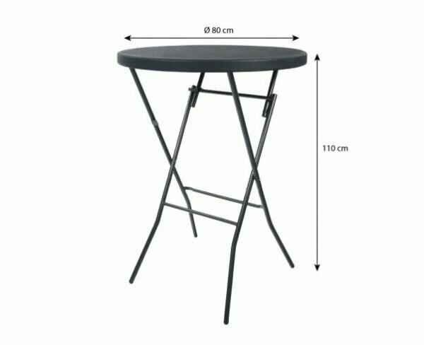 Set van 4 zwarte statafels (&Oslash;80 cm, 110 cm hoog) inclusief zwarte rokken