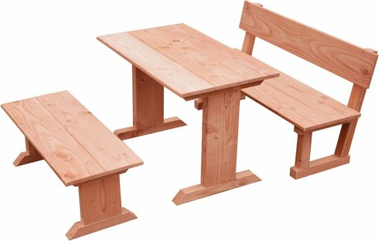 Douglashout picknickset 80cm met bankje met en zonder leuning