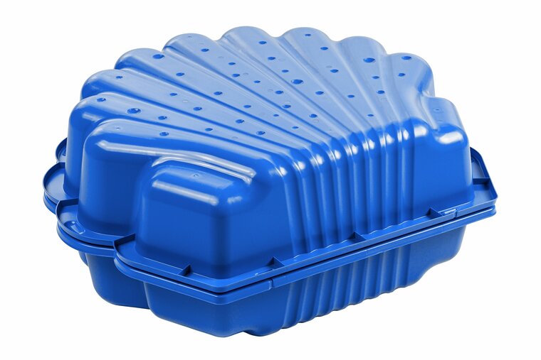 Schelp zandbak blauw met deksel - SwingKing voor zand en water