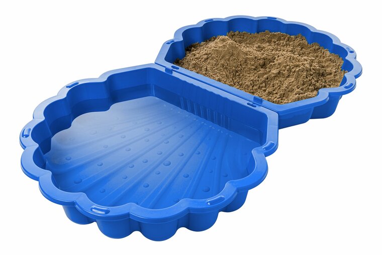 Schelp zandbak blauw met deksel - SwingKing voor zand en water