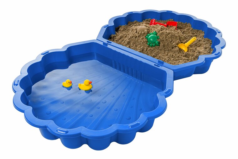 Schelp zandbak blauw met deksel - SwingKing voor zand en water
