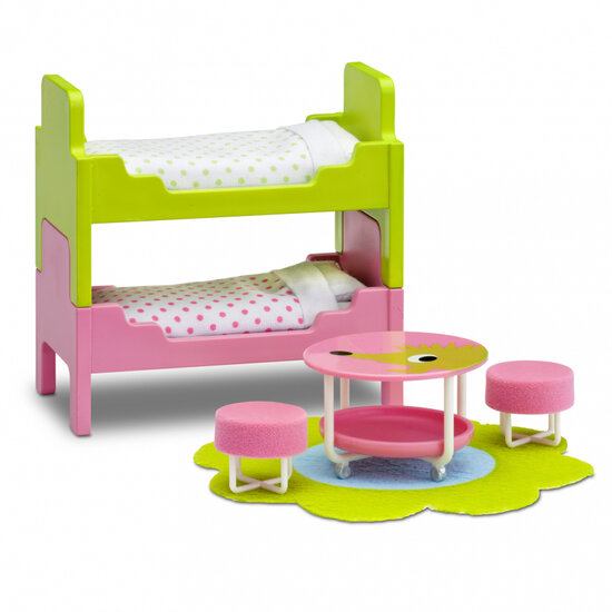 Lundby Smaland kinderkamer stapelbed met tafel en stoelen 1:18
