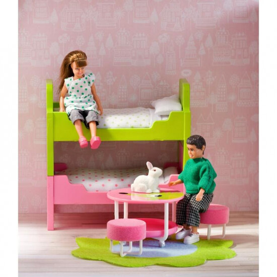 Lundby Smaland kinderkamer stapelbed met tafel en stoelen 1:18