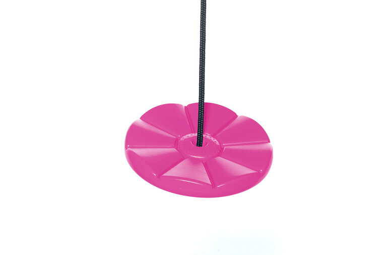 Schotelschommel kunststof roze met zwart gevlochten touw - Dice