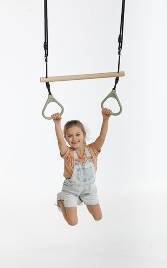 Houten Ringtrapeze Met Kunststof Ringen Ringen Dice &ndash; Pastelgroen